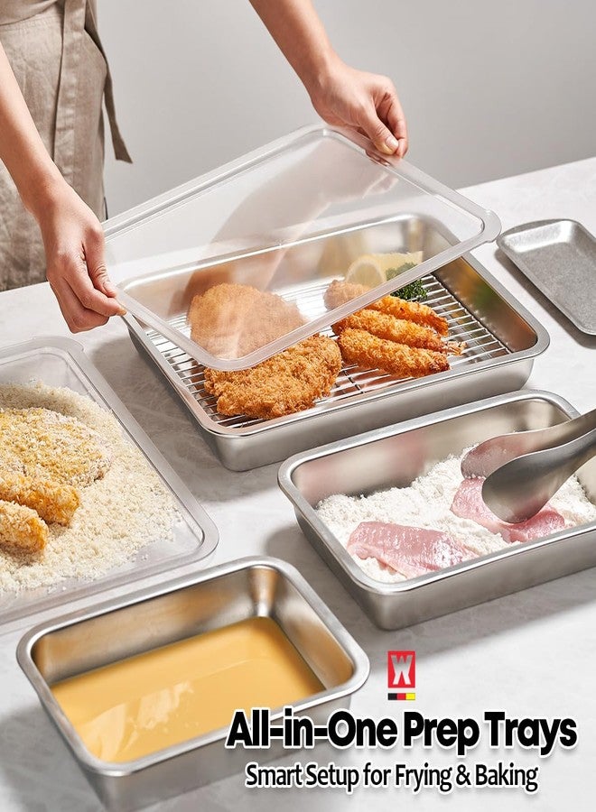 طقم حاويات تحضير الطعام من الفولاذ المقاوم للصدأ من WAGENSTEIGER مع رف وغطاء شفاف، طاجن، صينية خبز، صينية فندق، للقلي العميق/التتبيل/التحميص في الفرن/حفلات البوفيه (رقم 2) - Image 4